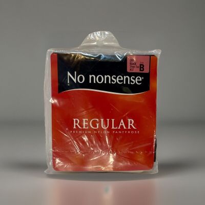 No Nonsense Regular Nylon Leg Off Black Reinforced Pantyhose Size B M37 New
